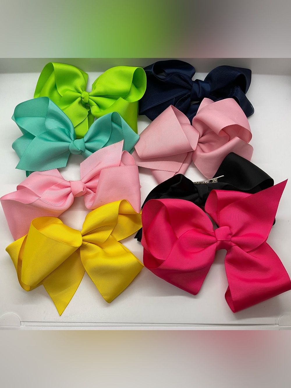 Girls Assorted Color Grosgrain Hair Bows Bundle of 8 Cheerleading Dance School